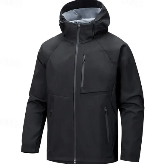 Online OUKU Men's Softshell Jacket Sport Coat Hiking Jacket Rain Jacket Sports Outdoor Camping & Hiking Waterproof Windbreaker Zipper Pocket Spring & Fall Solid Color Active Hooded Regular Black White Green