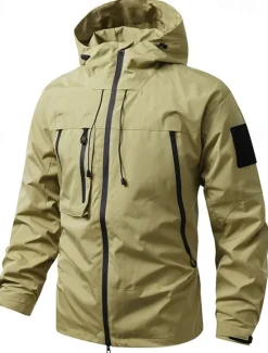 New OUKU Men's Softshell Jacket Transition Jacket Going out Waterproof Pocket All Seasons Plain Outdoor Hooded Regular Black White Purple Green Coffee Jacket