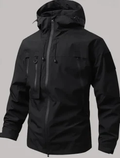 New OUKU Men's Softshell Jacket Transition Jacket Going out Waterproof Pocket All Seasons Plain Outdoor Hooded Regular Black White Purple Green Coffee Jacket