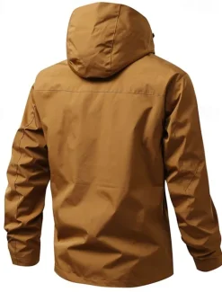 New OUKU Men's Softshell Jacket Transition Jacket Going out Waterproof Pocket All Seasons Plain Outdoor Hooded Regular Black White Purple Green Coffee Jacket