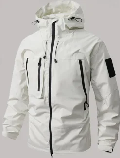New OUKU Men's Softshell Jacket Transition Jacket Going out Waterproof Pocket All Seasons Plain Outdoor Hooded Regular Black White Purple Green Coffee Jacket