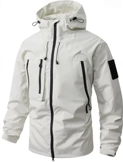 New OUKU Men's Softshell Jacket Transition Jacket Going out Waterproof Pocket All Seasons Plain Outdoor Hooded Regular Black White Purple Green Coffee Jacket