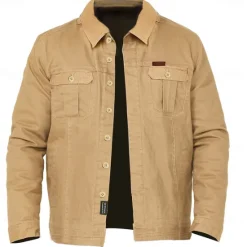 Clearance OUKU Men's Solid Color Cowboy Work Shirt Western Shirt Cargo Shirt Long Sleeve Vintage Casual Tactical Sports & Outdoor Going out Winter Spring & Fall Turndown Print Army Green Khaki