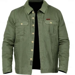 Clearance OUKU Men's Solid Color Cowboy Work Shirt Western Shirt Cargo Shirt Long Sleeve Vintage Casual Tactical Sports & Outdoor Going out Winter Spring & Fall Turndown Print Army Green Khaki
