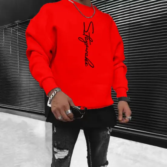 New OUKU Men's Solid Color Pullover Long Sleeve Sweatshirt Crew Neck Streetwear Sportswear Basic Hot Stamping Sports & Outdoor Casual Streetwear Oversized Spring Fall