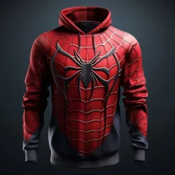 New OUKU Men's Spider Hoodies Sweatshirt Fashion Cool Long Sleeve Crew Neck Party Holiday Streetwear Drawstring Fall Winter Designer Red