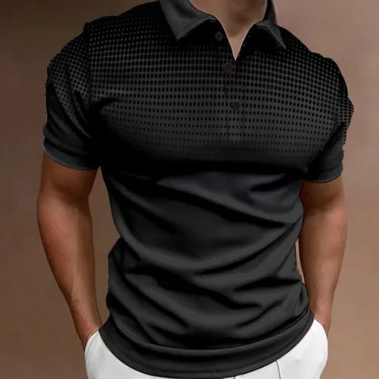 Discount OUKU Men's Sport Polo Golf Shirt Casual Holiday Lapel Short Sleeve Fashion Basic Gradient Button Summer Regular Fit Wine Black White Navy Blue Orange Gray Sport Polo
