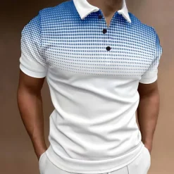 Discount OUKU Men's Sport Polo Golf Shirt Casual Holiday Lapel Short Sleeve Fashion Basic Gradient Button Summer Regular Fit Wine Black White Navy Blue Orange Gray Sport Polo