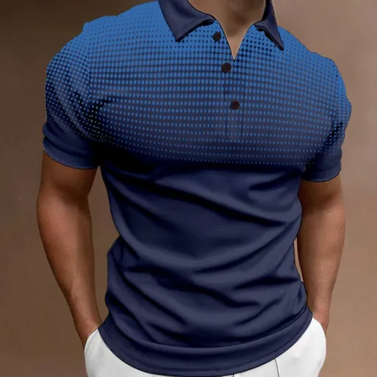 Discount OUKU Men's Sport Polo Golf Shirt Casual Holiday Lapel Short Sleeve Fashion Basic Gradient Button Summer Regular Fit Wine Black White Navy Blue Orange Gray Sport Polo