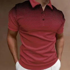Discount OUKU Men's Sport Polo Golf Shirt Casual Holiday Lapel Short Sleeve Fashion Basic Gradient Button Summer Regular Fit Wine Black White Navy Blue Orange Gray Sport Polo