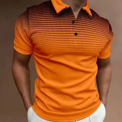 Discount OUKU Men's Sport Polo Golf Shirt Casual Holiday Lapel Short Sleeve Fashion Basic Gradient Button Summer Regular Fit Wine Black White Navy Blue Orange Gray Sport Polo