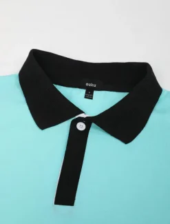 OUKU Men's Sport Polo Golf Shirt Casual Sports Tops Ribbed Polo Collar Short Sleeve Fashion Basic Solid Color Patchwork Summer Regular Fit Black White Red Blue Green Sport Polo