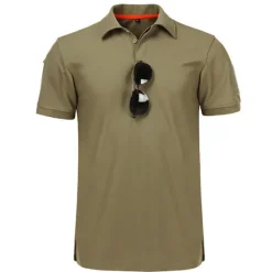 Online OUKU Men's Sport Polo Golf Shirt Casual Holiday Lapel Short Sleeve Fashion Basic Plain Classic Summer Regular Fit Black Army Green khaki Grey Sport Polo