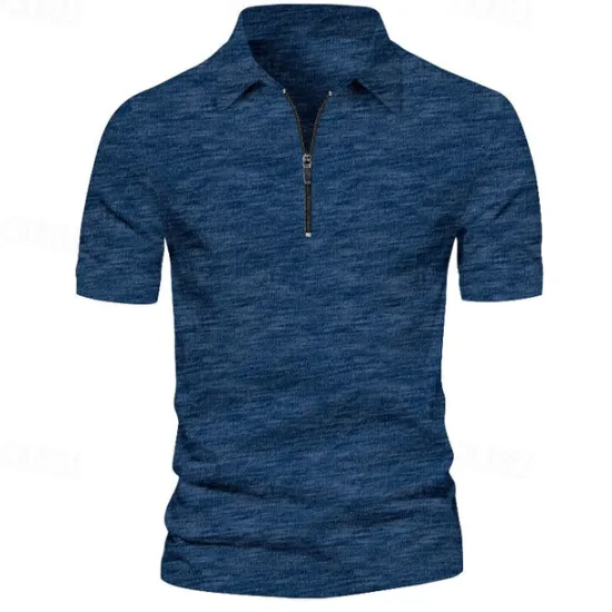 Sale OUKU Men's Sport Polo Golf Shirt Casual Holiday Lapel Quarter Zip Short Sleeve Fashion Basic Plain Quarter Zip Summer Regular Fit Dark Gray Blue Green Sport Polo