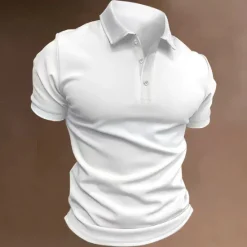 Hot OUKU Men's Sport Polo Polo Shirt Casual Holiday Lapel Short Sleeve Fashion Basic Plain Button Summer Regular Fit Black White Navy Blue Blue Khaki Gray Sport Polo