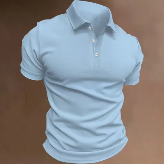 Hot OUKU Men's Sport Polo Polo Shirt Casual Holiday Lapel Short Sleeve Fashion Basic Plain Button Summer Regular Fit Black White Navy Blue Blue Khaki Gray Sport Polo