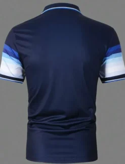 Hot OUKU Men's Sport Polo Polo Shirt Casual Holiday Lapel Short Sleeve Fashion Basic Color Block Button Summer Regular Fit Dark red Yellow Dark Navy Purple Green Grey Sport Polo