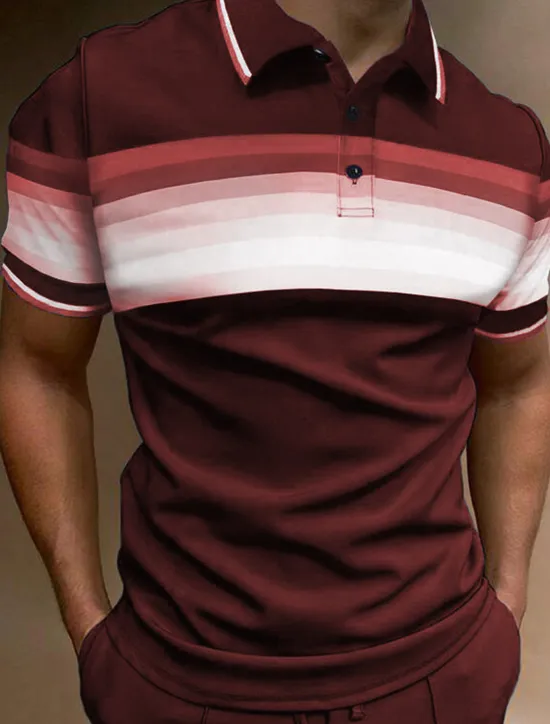 Hot OUKU Men's Sport Polo Polo Shirt Casual Holiday Lapel Short Sleeve Fashion Basic Color Block Button Summer Regular Fit Dark red Yellow Dark Navy Purple Green Grey Sport Polo