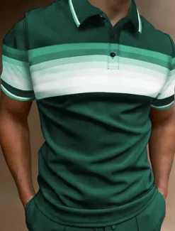 Hot OUKU Men's Sport Polo Polo Shirt Casual Holiday Lapel Short Sleeve Fashion Basic Color Block Button Summer Regular Fit Dark red Yellow Dark Navy Purple Green Grey Sport Polo