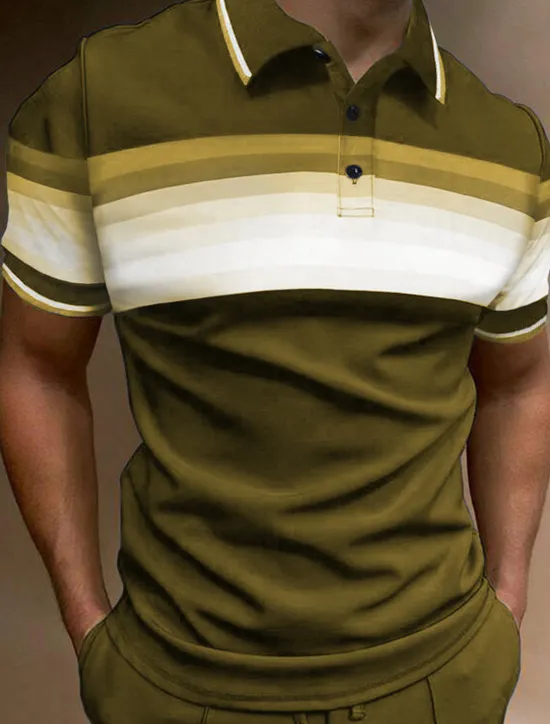 Hot OUKU Men's Sport Polo Polo Shirt Casual Holiday Lapel Short Sleeve Fashion Basic Color Block Button Summer Regular Fit Dark red Yellow Dark Navy Purple Green Grey Sport Polo