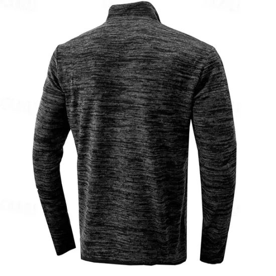 OUKU Men's Sport Polo Quarter Zip Polo Street Vacation Quarter Zip Long Sleeve Fashion Basic Solid Color Pocket Spring & Fall Regular Fit Burgundy Green Dark Grey Coffee Sport Polo