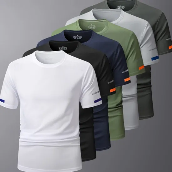 Discount OUKU Men's Sport T Shirt Quick Dry Tee Crew Neck Summer Solid Color Plain Short Sleeves Sports & Outdoors Casual Basic Fitness Casual Daily Dark Grey White Black Top Tee for Men