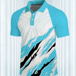 Discount OUKU Men's Sports Polo Shirts Golf Shirt Short Sleeve Polo Shirts Collared Shirts Casual Sportswear Vacation Wear Buttons 3D Print Summer Spring Blue Orange