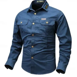 Best OUKU Men's Star Geometric Pattern Work Shirt Western Shirt Cargo Shirt Long Sleeve Vintage Casual Western Style Sports & Outdoor Going out Winter Spring & Fall Turndown Print Black White Army Green Red