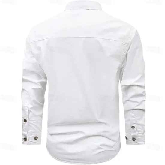 Best OUKU Men's Star Geometric Pattern Work Shirt Western Shirt Cargo Shirt Long Sleeve Vintage Casual Western Style Sports & Outdoor Going out Winter Spring & Fall Turndown Print Black White Army Green Red