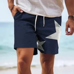 Best OUKU Men's Star Swim Trunks Swim Shorts Board Shorts Mid Waist Vacation Hawaiian Holiday Vacation Holiday Beach Drawstring with Mesh lining Elastic Waist Designer Clothing Apparel
