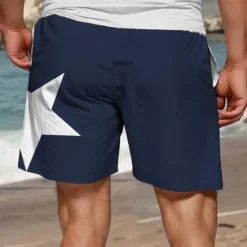 Best OUKU Men's Star Swim Trunks Swim Shorts Board Shorts Mid Waist Vacation Hawaiian Holiday Vacation Holiday Beach Drawstring with Mesh lining Elastic Waist Designer Clothing Apparel