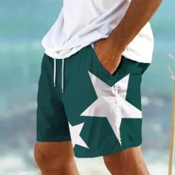 Best OUKU Men's Star Swim Trunks Swim Shorts Board Shorts Mid Waist Vacation Hawaiian Holiday Vacation Holiday Beach Drawstring with Mesh lining Elastic Waist Designer Clothing Apparel
