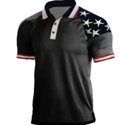 Sale OUKU Men's Star Veterans Patriotic Polo Shirts Golf Shirt Short Sleeve Shirt Turndown Street Daily 3D Print Black White Wine Royal Blue Dark Green 3D Button-Down Clothing Apparel Fashion Casual Breathable