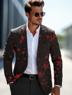 New OUKU Men's Stars Long Sleeve Turndown Business Work Wear to work Going out Buttons Print Multi Pocket