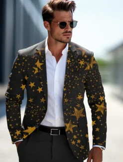 New OUKU Men's Stars Long Sleeve Turndown Business Work Wear to work Going out Buttons Print Multi Pocket