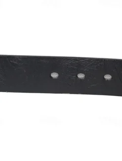 Clearance OUKU Men's Stitched Buckle Belt Vintage Jeans Belt Black