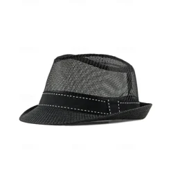 Online OUKU Men's Straw Hat Sun Hat Soaker Hat Safari Hat Gambler Hat Black Dark Navy Polycotton Mesh Stylish Casual Outdoor clothing Holiday Going out Plain Sunscreen