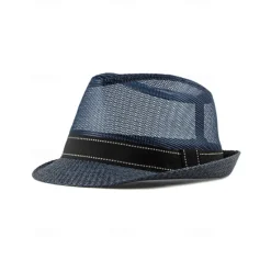 Online OUKU Men's Straw Hat Sun Hat Soaker Hat Safari Hat Gambler Hat Black Dark Navy Polycotton Mesh Stylish Casual Outdoor clothing Holiday Going out Plain Sunscreen