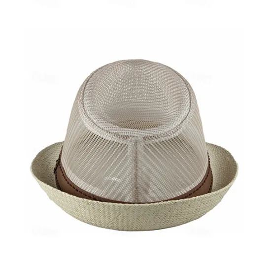 Online OUKU Men's Straw Hat Sun Hat Soaker Hat Safari Hat Gambler Hat Black Dark Navy Polycotton Mesh Stylish Casual Outdoor clothing Holiday Going out Plain Sunscreen
