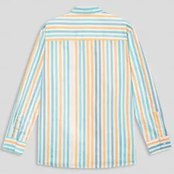 Outlet OUKU Men's Striped Button Up Shirt Long Sleeve Casual Comfortable Resort Causal Casual Daily Spring & Fall Turndown Shirt Collar Blue
