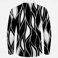 Discount OUKU Men's Striped Geometric Pattern Shirt Dress Shirt Button Up Shirt Long Sleeve Business Casual Daily Fall Winter Spring & Summer Turndown Button Up 3D Print Black Blue Green