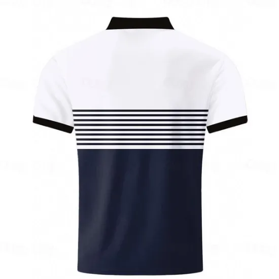 Sale OUKU Men's Striped Polo Shirts Golf Shirt Short Sleeve Polo Shirts Collared Shirts Business Casual WorkWear Formal Wear Festival Wear Buttons 3D Print Spring & Summer White Wine Orange