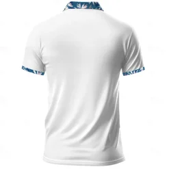 OUKU Men's Striped Rugby Polo Short Sleeve Polo Shirts Collared Shirts Casual School Outdoor Sports Daily Wear 3D Print Summer Spring Fall White Light Green Blue