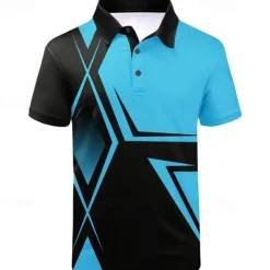 Clearance OUKU Men's Striped Sports Polo Shirts Golf Shirt Short Sleeve Polo Shirts Collared Shirts Casual Sportswear Vacation Wear Buttons 3D Print Yellow Red Navy Blue