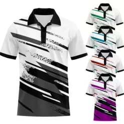 Outlet OUKU Men's Striped Sports Polo Shirts Golf Shirt Short Sleeve Polo Shirts Collared Shirts Casual Sportswear Vacation Wear Buttons 3D Print Black Red Blue