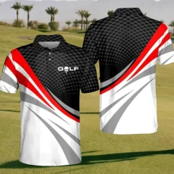 Hot OUKU Men's Striped Sports Polo Shirts Golf Shirt Short Sleeve Polo Shirts Collared Shirts Casual Sportswear Vacation Wear Buttons 3D Print Black Yellow Red