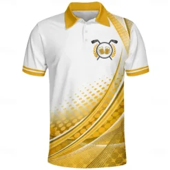 Outlet OUKU Men's Striped Sports Polo Shirts Golf Shirt Short Sleeve Polo Shirts Collared Shirts Sportswear Vacation Wear Buttons 3D Print Summer Spring Yellow Blue