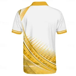 Outlet OUKU Men's Striped Sports Polo Shirts Golf Shirt Short Sleeve Polo Shirts Collared Shirts Sportswear Vacation Wear Buttons 3D Print Summer Spring Yellow Blue