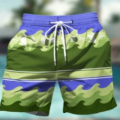 Clearance OUKU Men's Stripes Geometric Pattern Colorful Swim Shorts Board Shorts Swimming Trunks Mid Waist Hawaiian Casual Holiday Beach Drawstring with Mesh lining Elastic Waist Designer Clothing Apparel