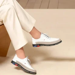 OUKU Men's Stylish Brown Faux Leather Casual Shoes with Black Contrast Detail, Comfortable Fit and Durable Sole, Ideal for Everyday Wear and Smart Casual Occasions